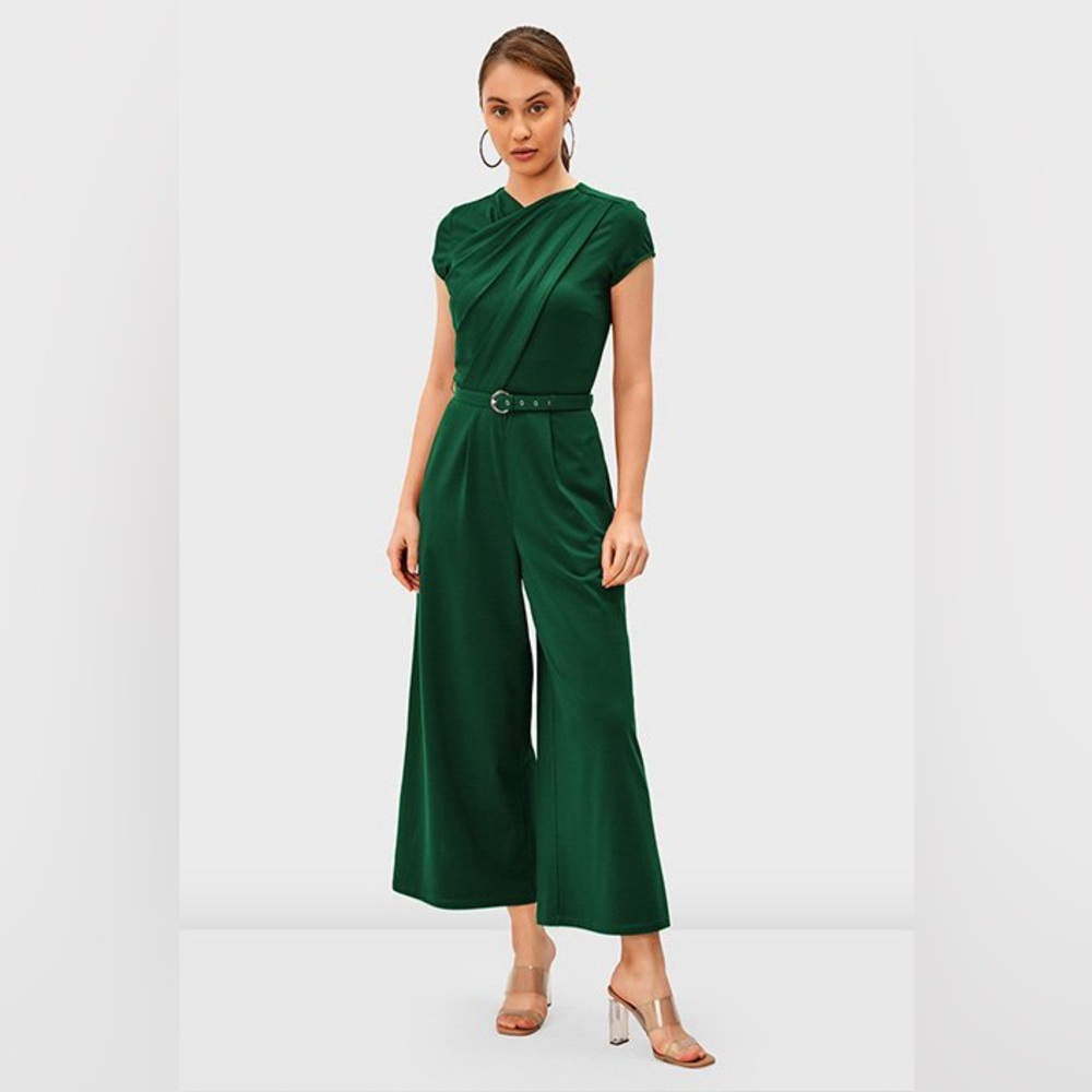 Pleated Cross Front Cotton Jersey Jumpsuit. NO BELT!!!!!